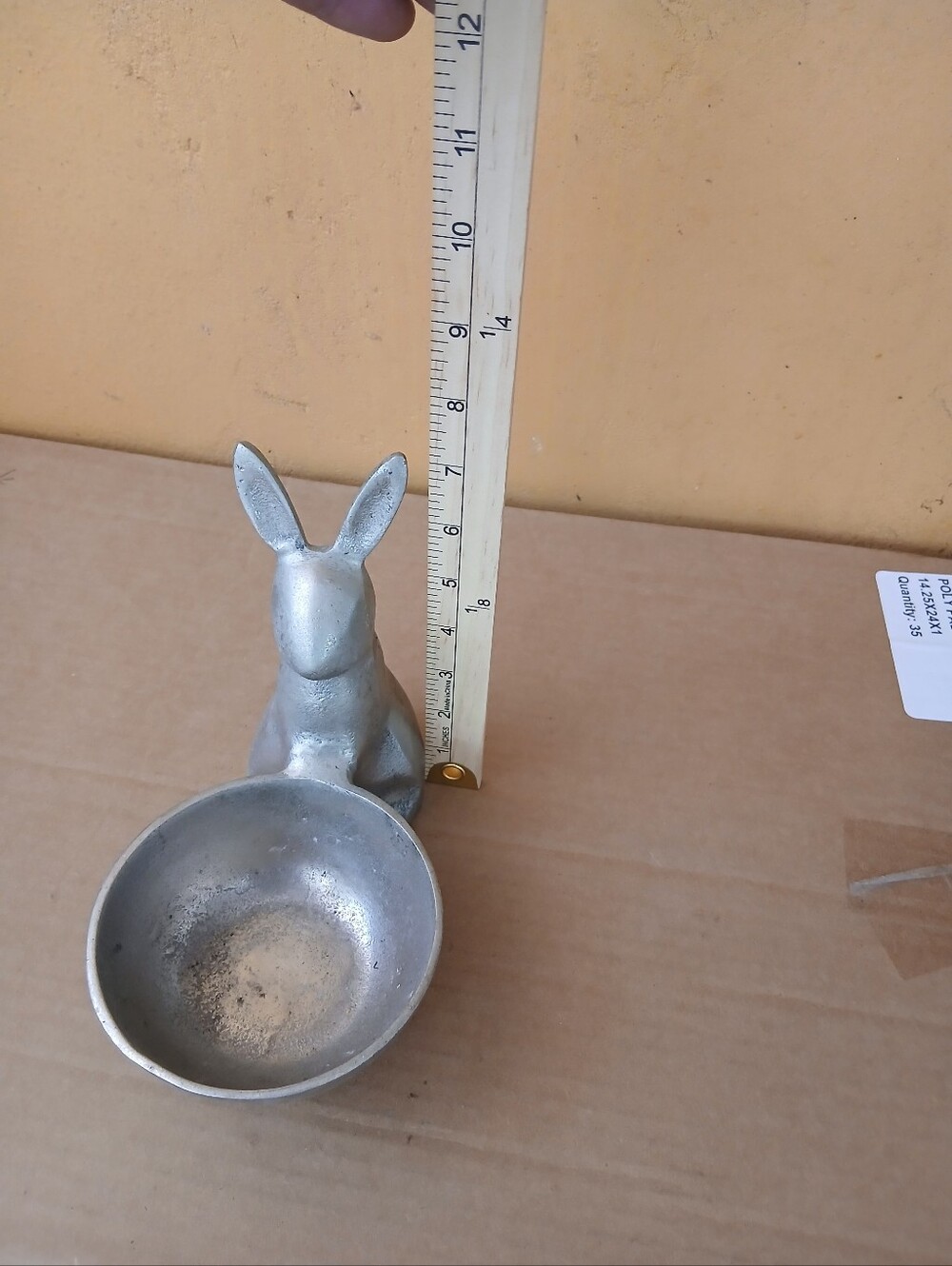 Metal Bunny Trinket Dish in Silver - Decorative Home Accent
